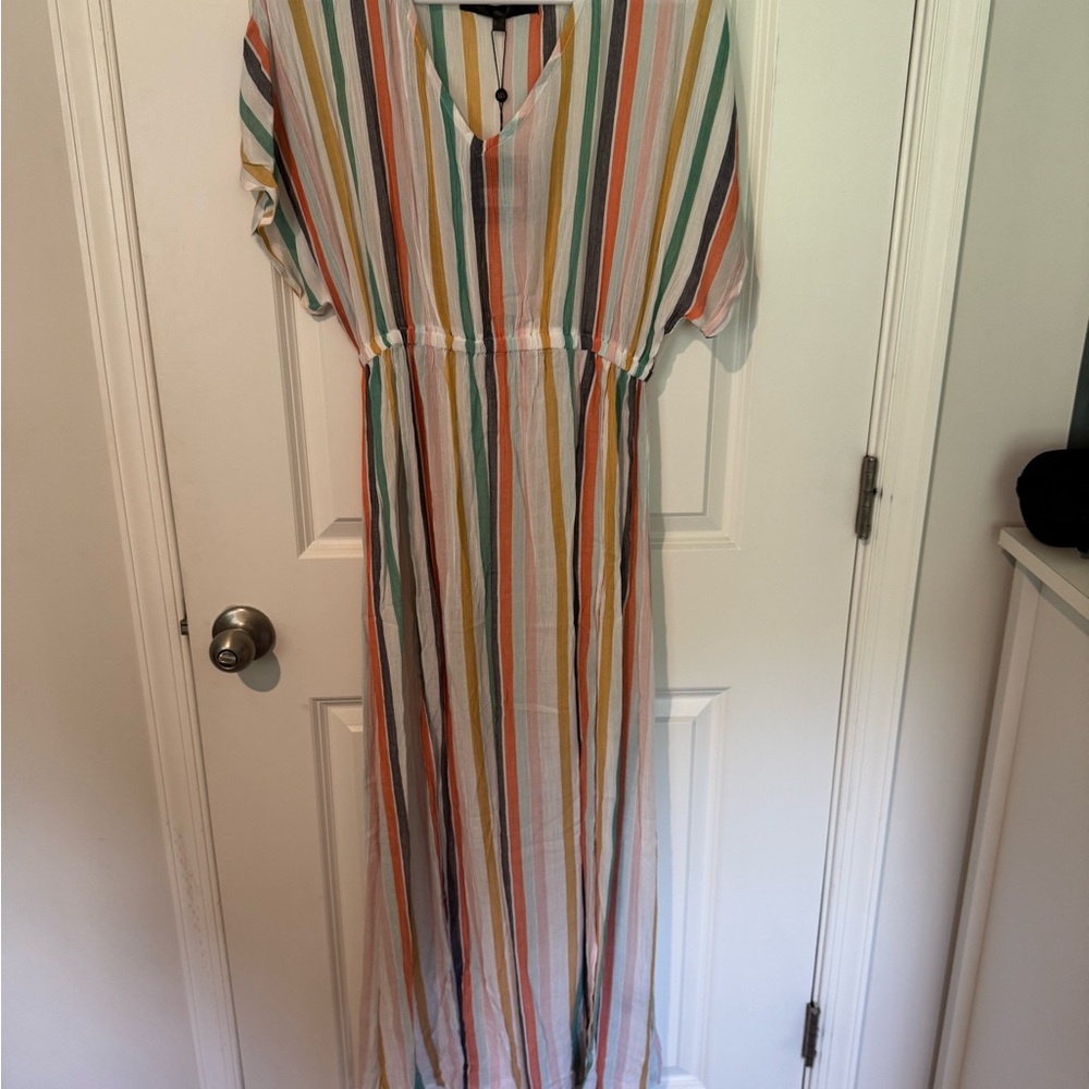 Striped Multicolor Women's Swim Coverup Maxi